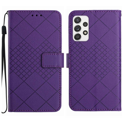 

For Samsung Galaxy A72 4G / 5G Rhombic Grid Texture Leather Phone Case(Purple)