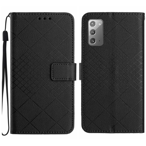 

For Samsung Galaxy Note20 Rhombic Grid Texture Leather Phone Case(Black)