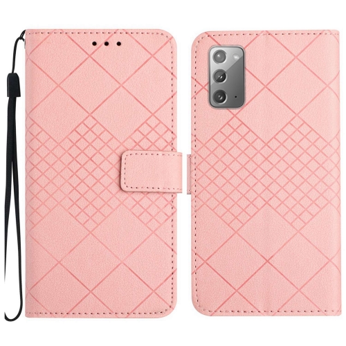 

For Samsung Galaxy Note20 Rhombic Grid Texture Leather Phone Case(Pink)