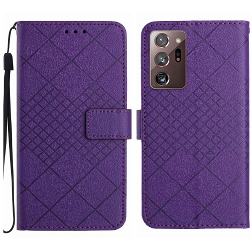 

For Samsung Galaxy Note20 Ultra Rhombic Grid Texture Leather Phone Case(Purple)