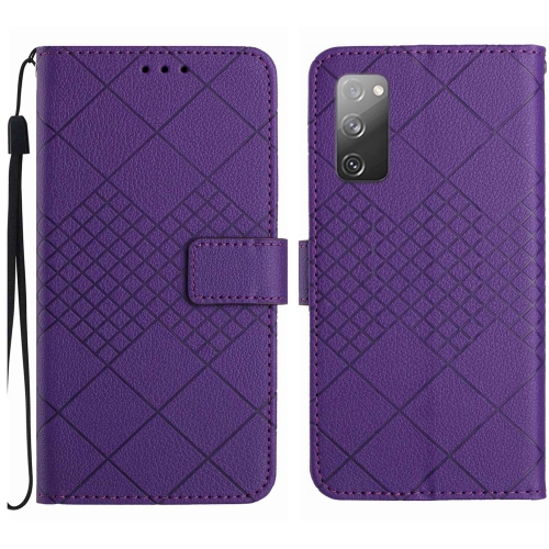 

For Samsung Galaxy S20 FE 4G / 5G / 2022 Rhombic Grid Texture Leather Phone Case(Purple)
