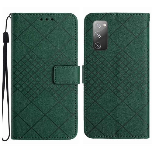 

For Samsung Galaxy S20 FE 4G / 5G / 2022 Rhombic Grid Texture Leather Phone Case(Green)