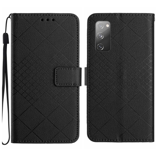 

For Samsung Galaxy S20 FE 4G / 5G / 2022 Rhombic Grid Texture Leather Phone Case(Black)
