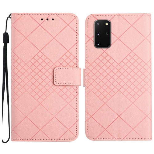 

For Samsung Galaxy S20+ Rhombic Grid Texture Leather Phone Case(Pink)