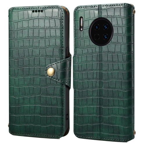 

For Huawei Mate 30 Denior Crocodile Texture Oil Edge Leather Phone Case(Green)