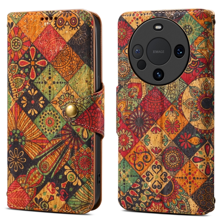 

For Huawei Mate 60 Pro / Mate 60 Pro+ Denior Flower Language Series Cork Fabric Oil Edge Leather Phone Case(Autumn)