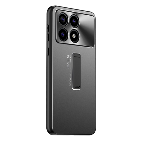 

For Xiaomi Redmi K70 Pro Frosted Metal Hybrid TPU Holder Phone Case(Black)