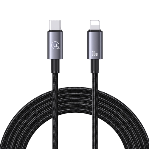 

USAMS US-SJ665 Type-C To 8 Pin 30W Fast Charge Data Cable, Length: 2m(Black)
