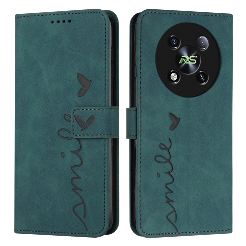 

For itel RS4 Skin Feel Heart Embossed Leather Phone Case with Long Lanyard(Green)