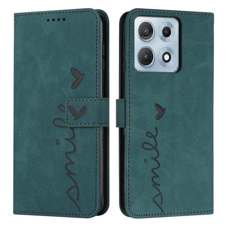 For Motorola Edge 70 Max 5G Skin Feel Heart Embossed Leather Phone Case with Long Lanyard(Green)