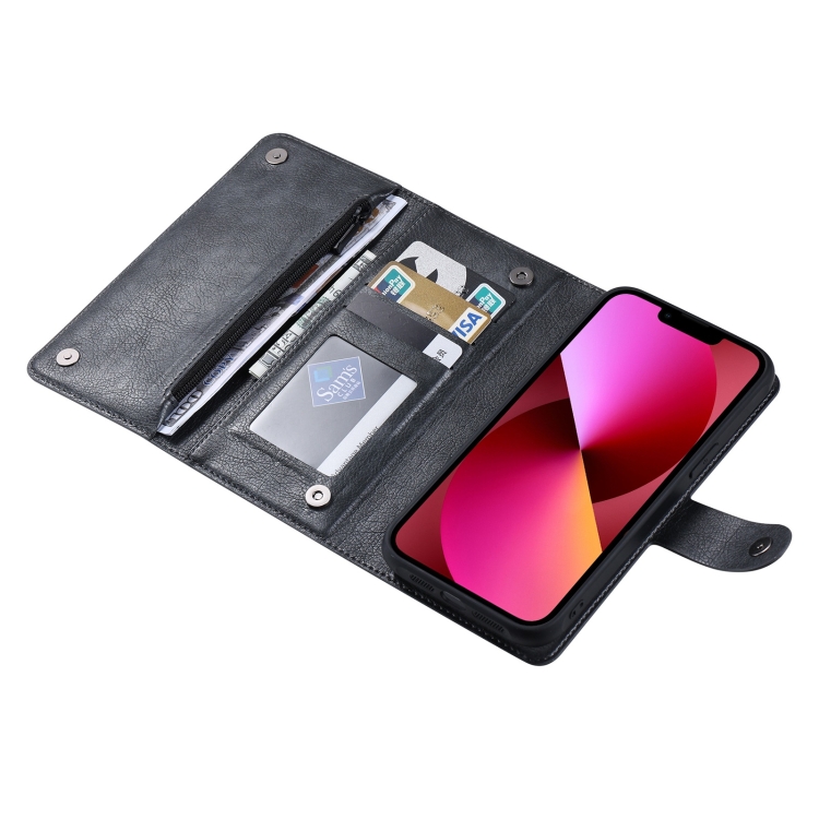 

For iPhone 13 ViLi GV Series MagSafe Magnetic Zipper Leather Phone Case(Black)