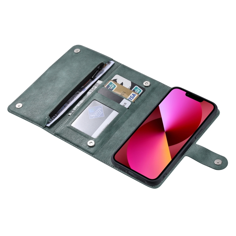 

For iPhone 13 ViLi GV Series MagSafe Magnetic Zipper Leather Phone Case(Green)