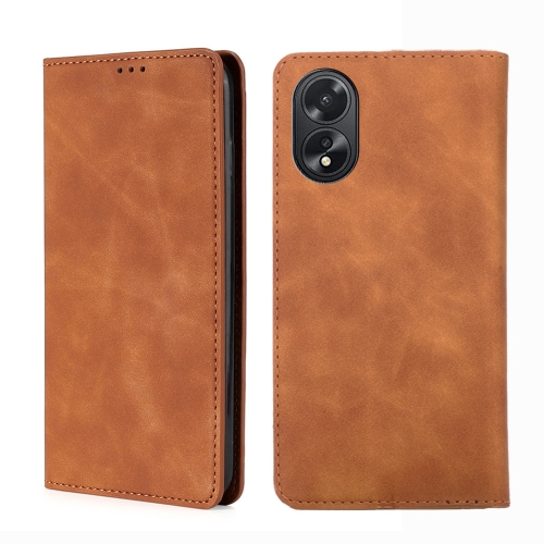 

For OPPO A38 4G / A18 4G Skin Feel Magnetic Leather Phone Case(Light Brown)