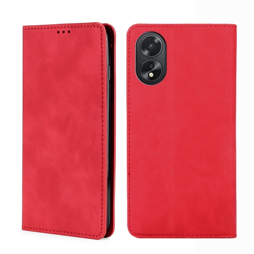 

For OPPO A38 4G / A18 4G Skin Feel Magnetic Leather Phone Case(Red)