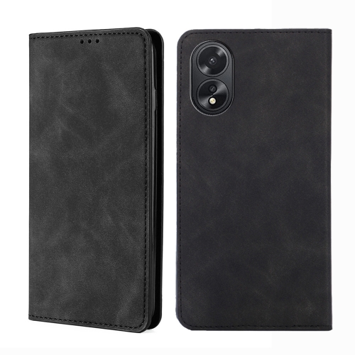 

For OPPO A38 4G / A18 4G Skin Feel Magnetic Leather Phone Case(Black)