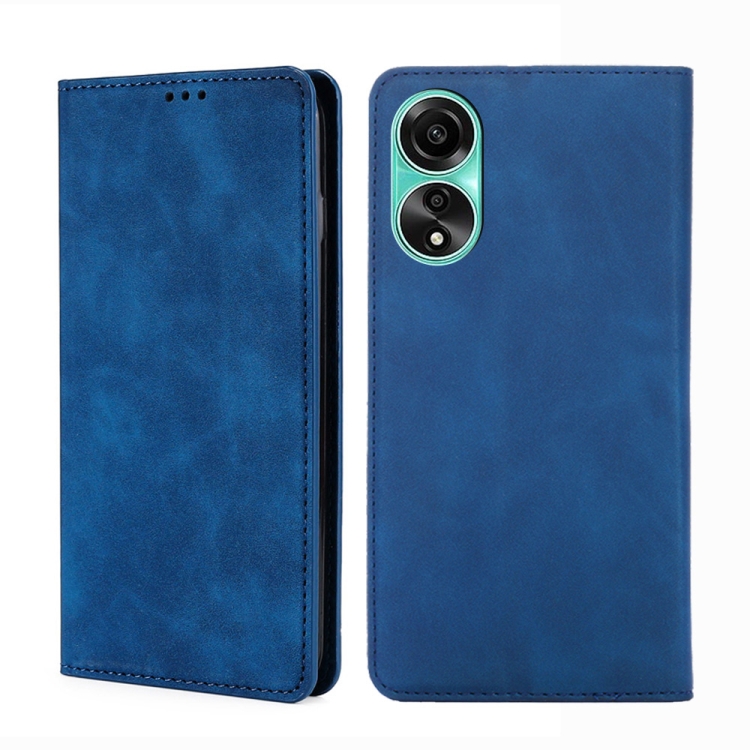 

For OPPO A78 4G Skin Feel Magnetic Leather Phone Case(Blue)