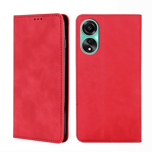 

For OPPO A78 4G Skin Feel Magnetic Leather Phone Case(Red)