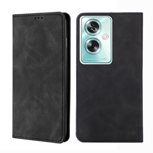 

For OPPO A79 5G Skin Feel Magnetic Leather Phone Case(Black)