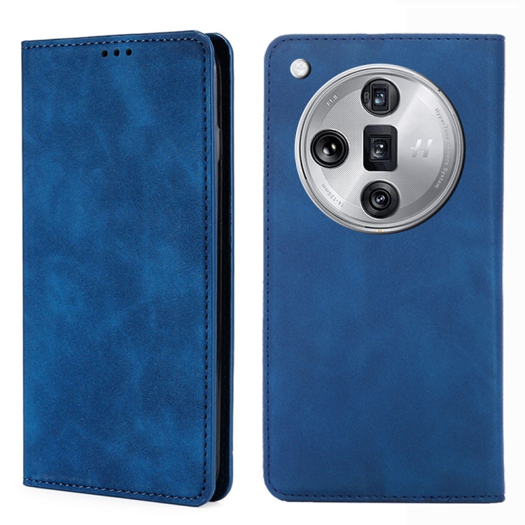 

For OPPO Find X7 Ultra 5G Skin Feel Magnetic Leather Phone Case(Blue)