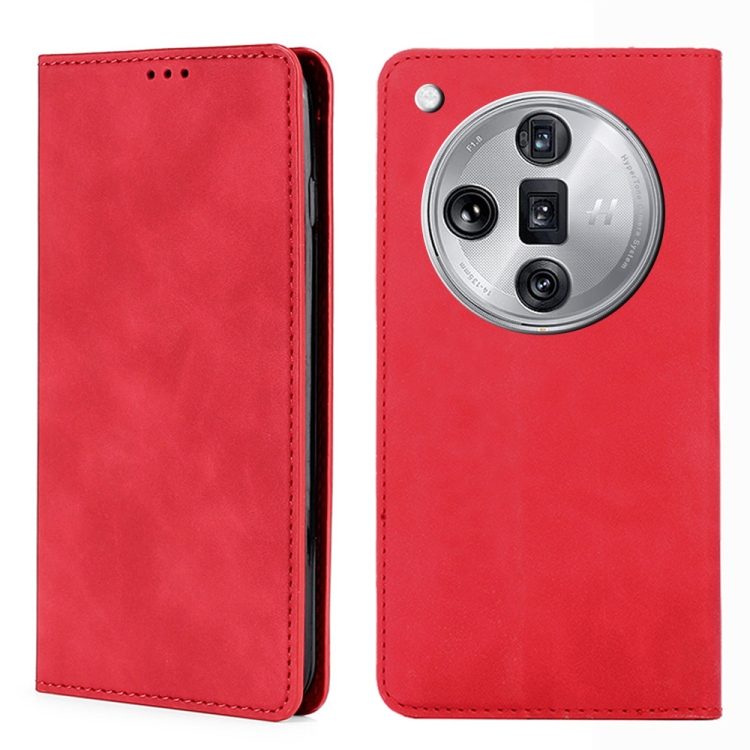 

For OPPO Find X7 Ultra 5G Skin Feel Magnetic Leather Phone Case(Red)