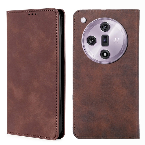 

For OPPO Find X7 5G Skin Feel Magnetic Leather Phone Case(Dark Brown)