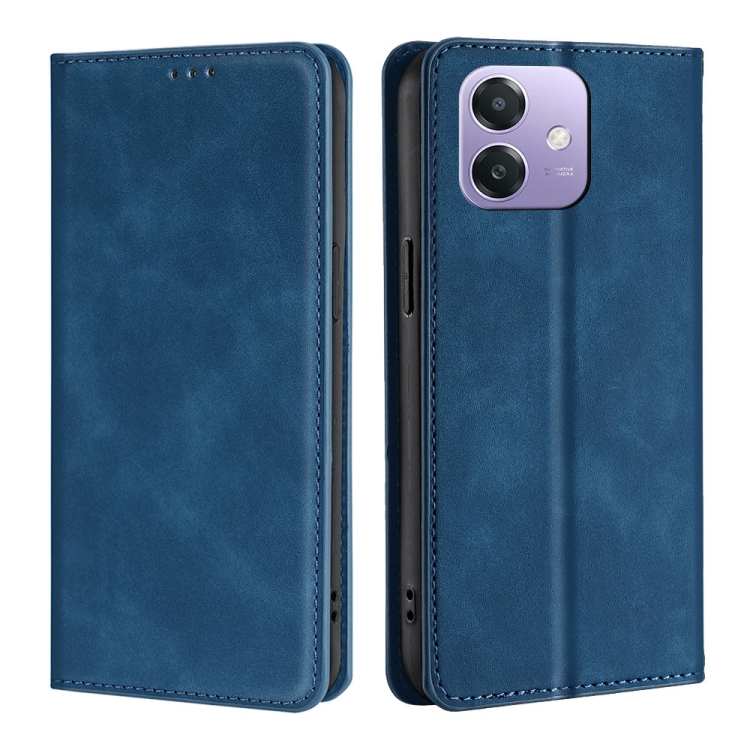 

For OPPO A3 5G India Skin Feel Magnetic Leather Phone Case(Blue)