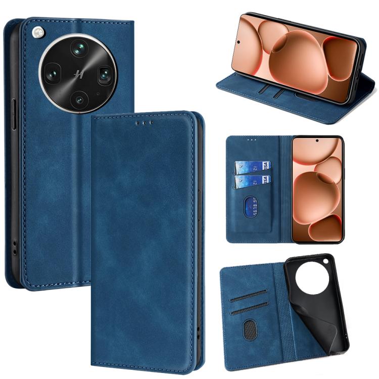

For OPPO Find X8 Ultra 5G Skin Feel Magnetic Leather Phone Case(Blue)