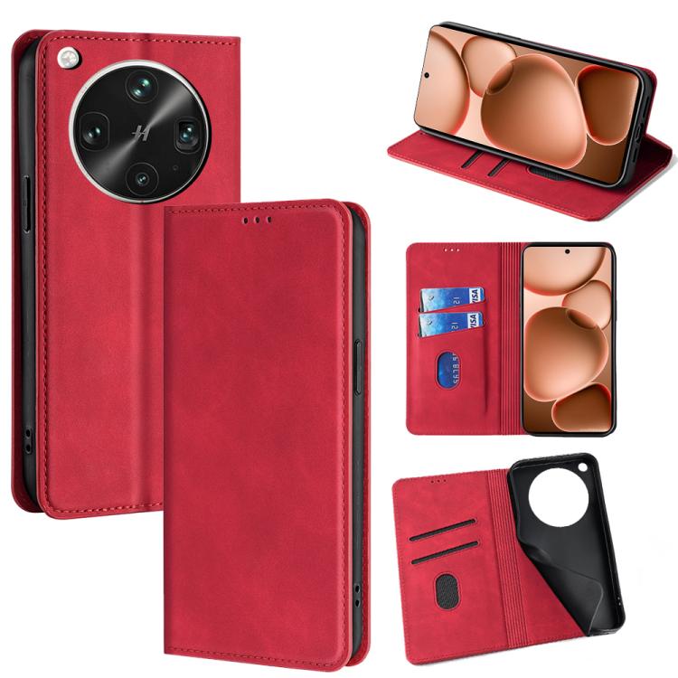 

For OPPO Find X8 Ultra 5G Skin Feel Magnetic Leather Phone Case(Red)