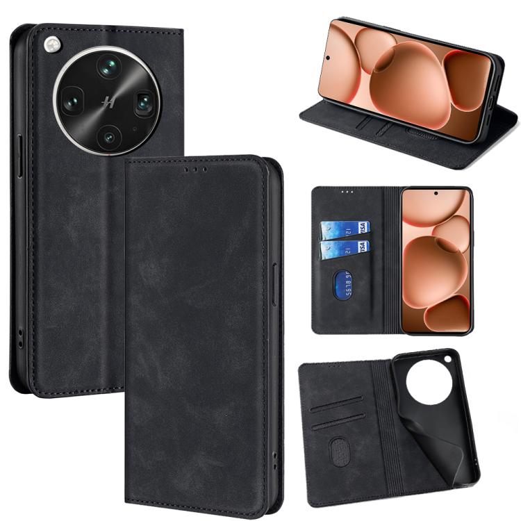 

For OPPO Find X8 Ultra 5G Skin Feel Magnetic Leather Phone Case(Black)