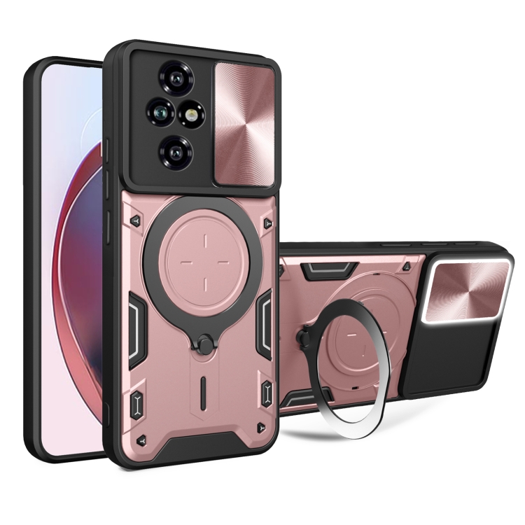 

For Honor 200 CD Texture Sliding Camshield Magnetic Holder Phone Case(Pink)