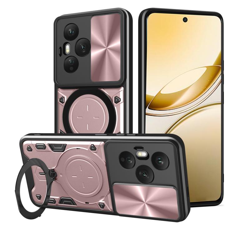 

For Honor 400 Pro Global 160.8mm CD Texture Sliding Camshield Magnetic Holder Phone Case(Pink)