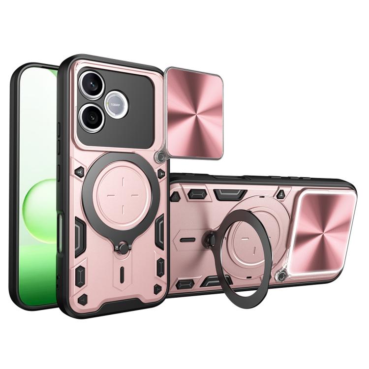 

For Honor 600 Lite Global CD Texture Sliding Camshield Magnetic Holder Phone Case(Pink)