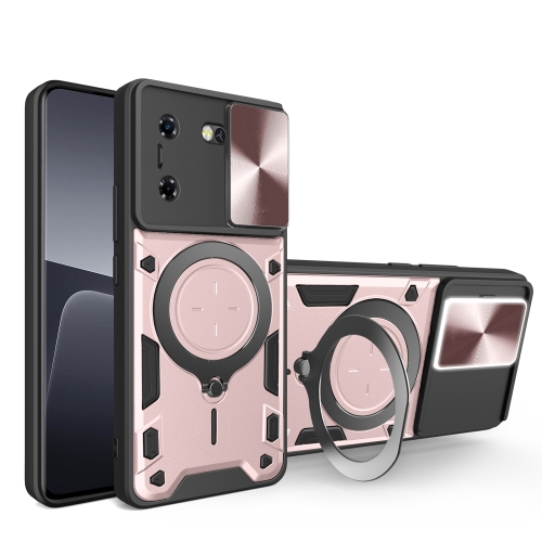 

For Tecno Pova 5 CD Texture Sliding Camshield Magnetic Holder Phone Case(Pink)