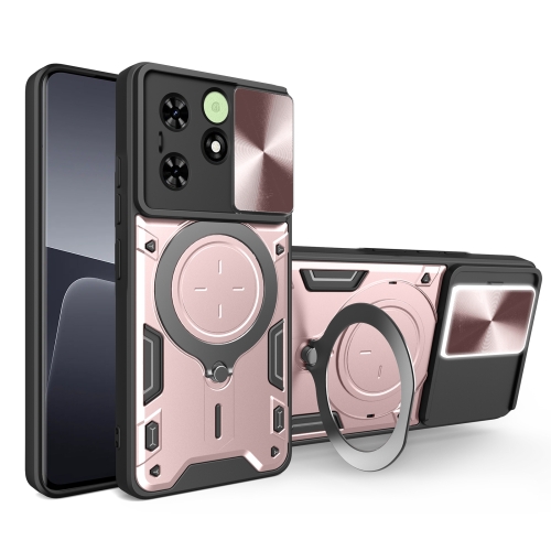 

For Tecno Spark Go 2024/Spark 20 CD Texture Sliding Camshield Magnetic Holder Phone Case(Pink)
