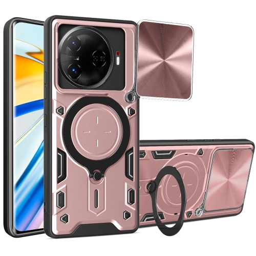 

For Tecno Camon 30 Pro 5G CD Texture Sliding Camshield Magnetic Holder Phone Case(Pink)