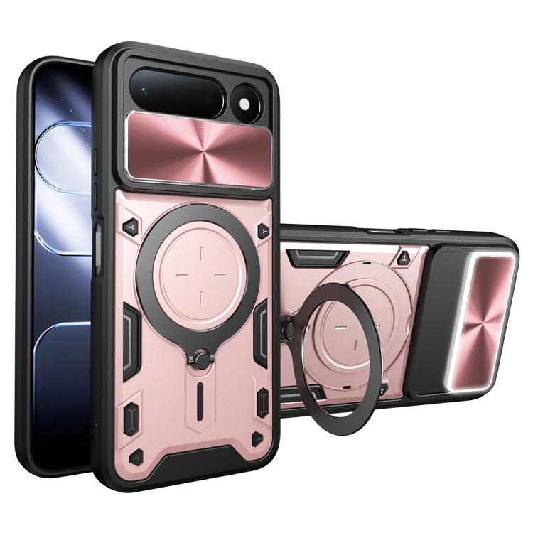 For Tecno Spark 50 5G CD Texture Sliding Camshield Magnetic Holder Phone Case(Pink)