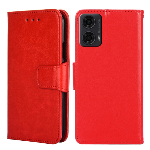 For Motorola Moto G24 4G Crystal Texture Leather Phone Case(Red) lot 5pcs hard leather carrying case holster shoulder bag for motorola gp3688 cp150 ep450 cp160 cp200 cp040 cp140 walkie talkie