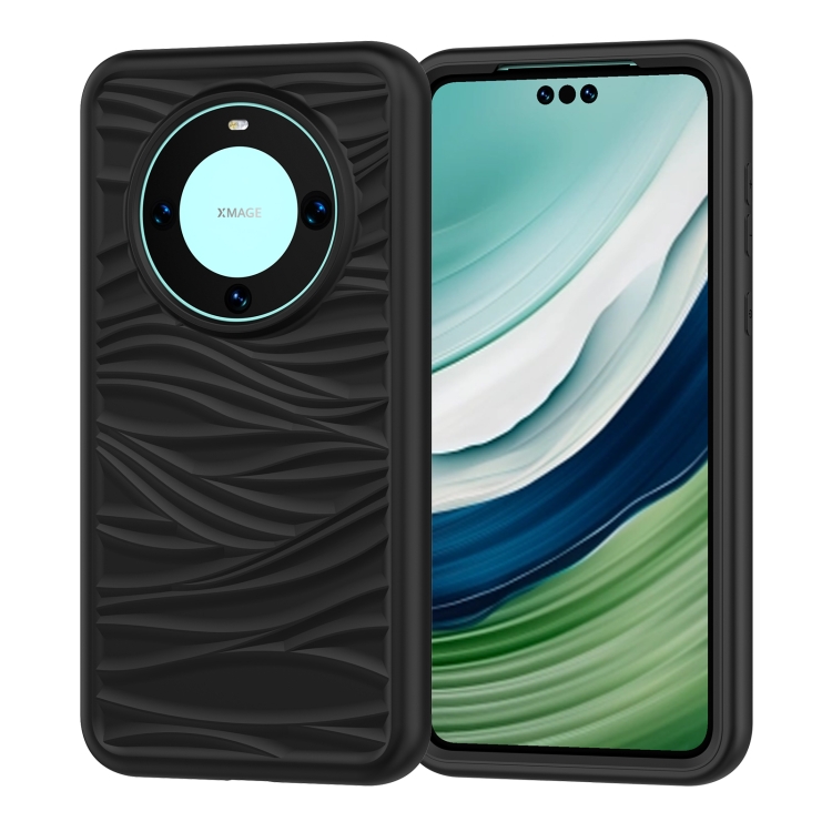 

For Huawei Mate 60 Pro/60 Pro+ Wave Pattern 3 in 1 Silicone + PC Phone Case(Black)