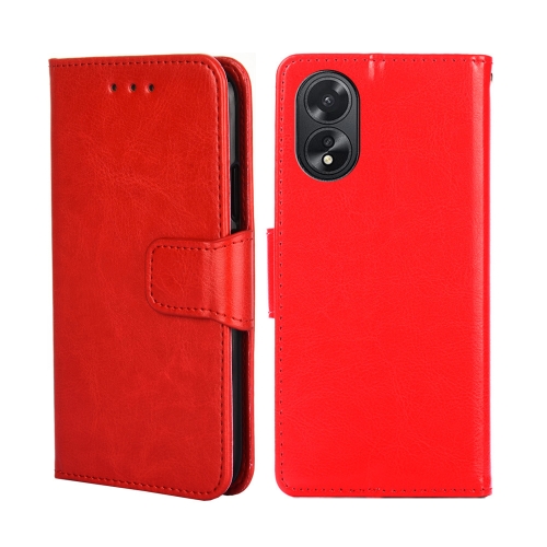 For OPPO A38 4G / A18 4G Crystal Texture Leather Phone Case(Red) for xiaomi redmi note 12 pro 5g poco x5 pro carbon fiber texture magnetic flip leather phone case brown