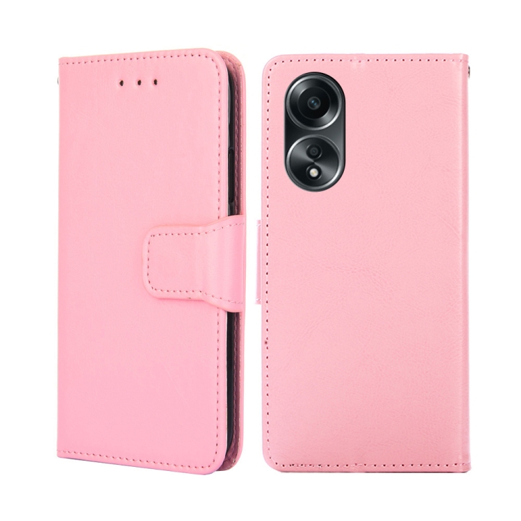 

For OPPO A58 4G Crystal Texture Leather Phone Case(Pink)