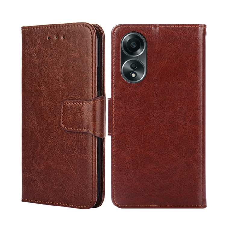 

For OPPO A58 4G Crystal Texture Leather Phone Case(Brown)