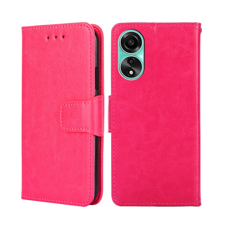 

For OPPO A78 4G Crystal Texture Leather Phone Case(Rose Red)