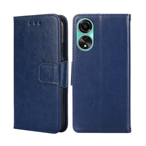For OPPO A78 4G Crystal Texture Leather Phone Case(Royal Blue) for lenovo tab m10 3rd gen tb 328xu bluetooth keyboard leather tablet case blue