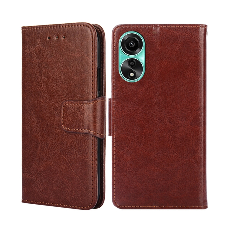 

For OPPO A78 4G Crystal Texture Leather Phone Case(Brown)