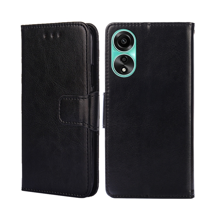 

For OPPO A78 4G Crystal Texture Leather Phone Case(Black)
