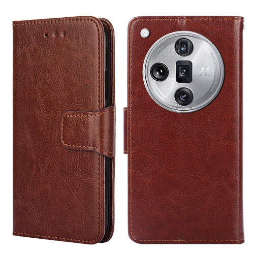 For OPPO Find X7 Ultra 5G Crystal Texture Leather Phone Case(Brown) for samsung galaxy s23 ultra 5g little tiger embossed leather phone case brown