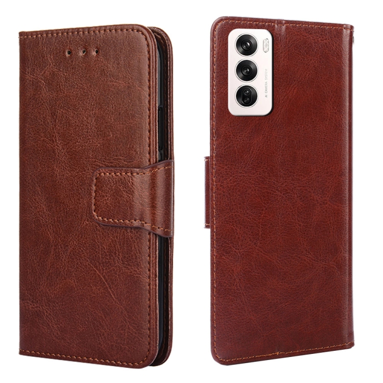 

For OPPO Reno12 5G Global Crystal Texture Leather Phone Case(Brown)