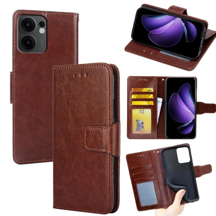 

For OPPO Reno13 F 5G / 4G Crystal Texture Leather Phone Case(Brown)