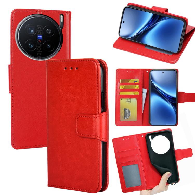

For vivo X200 Pro 5G Crystal Texture Leather Phone Case(Red)