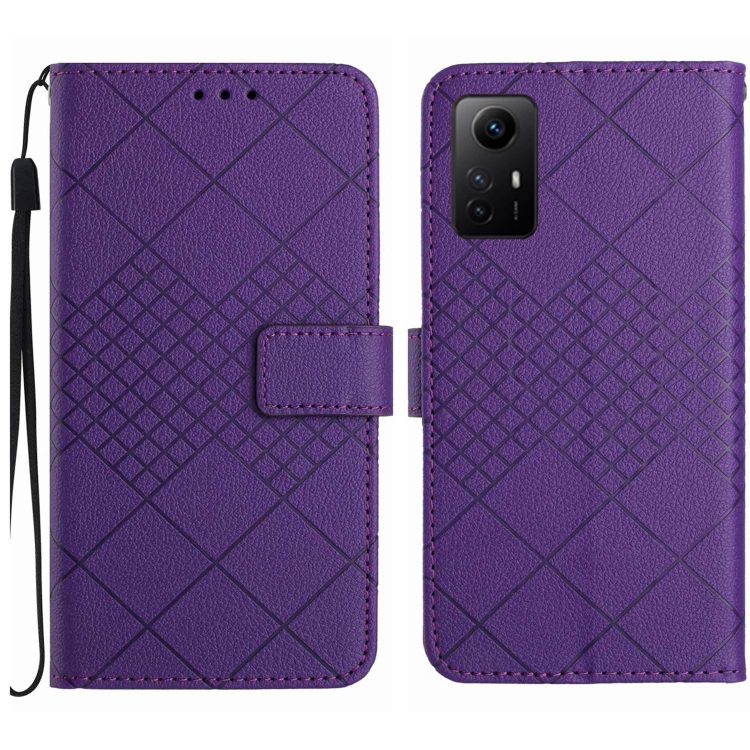 

For Xiaomi 12 Lite Rhombic Grid Texture Leather Phone Case(Purple)